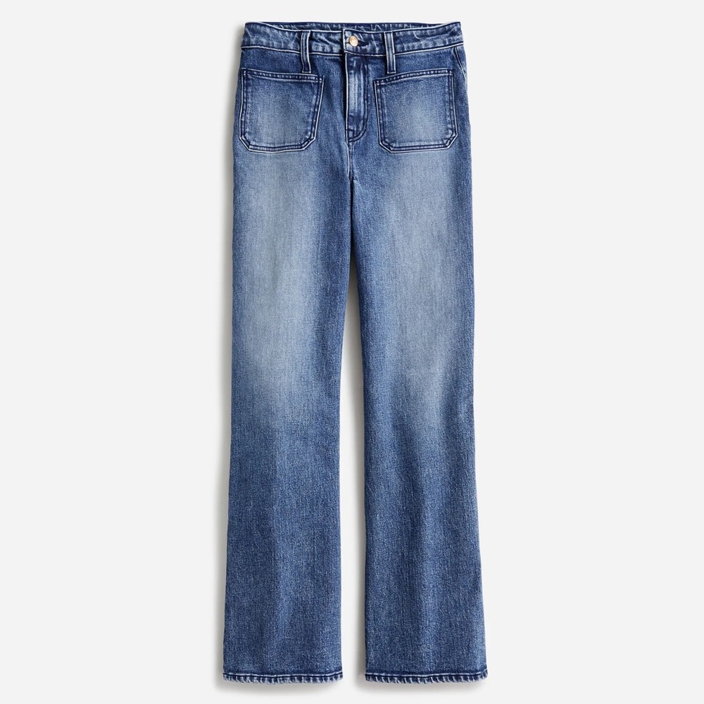 J. Crew Point Sur Sailor Patch Pocket Wide leg Classic Blue Women's Jeans Sz 32